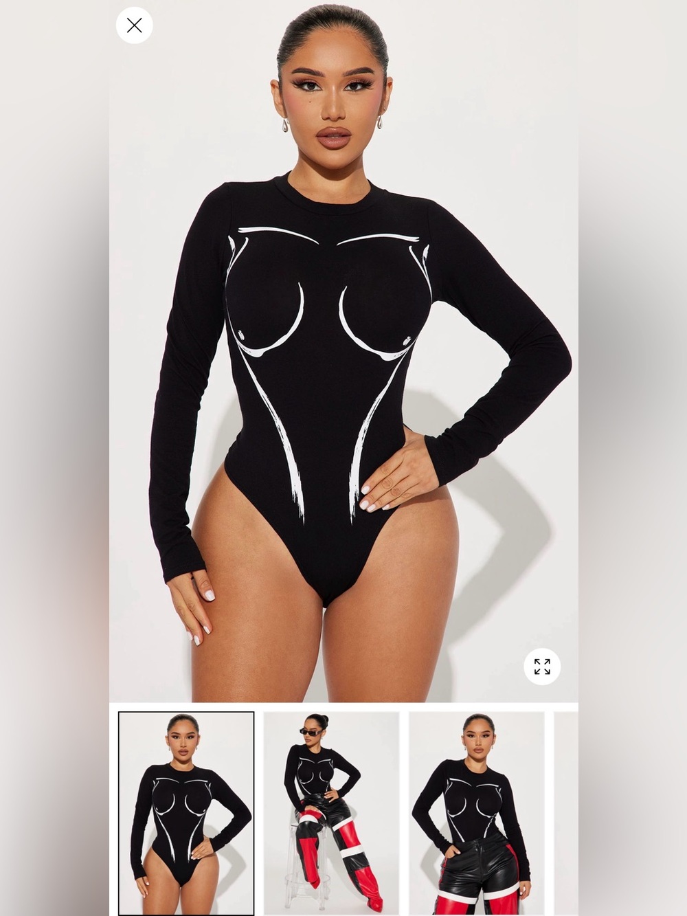 Fashion Nova Black, white bodysuit
